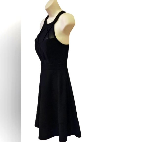 Emerald Sundae Black Sleeveless, Mesh Illusion A-Line Mini Dress,Large - Picture 4 of 16